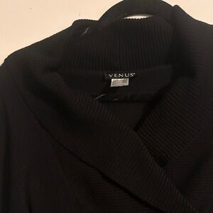 VENUS Elegant Black Cowl Neck Sweater